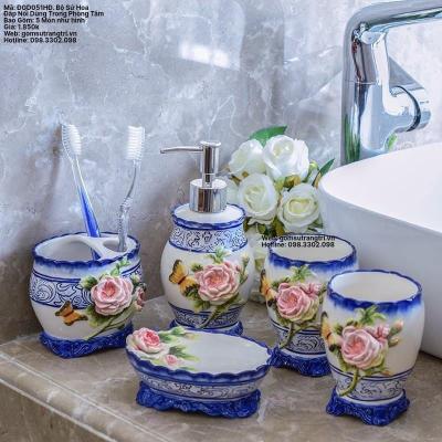 BỘ SỨ HOA ĐẮP NỔI DÙNG TRONG PHÒNG TẮM